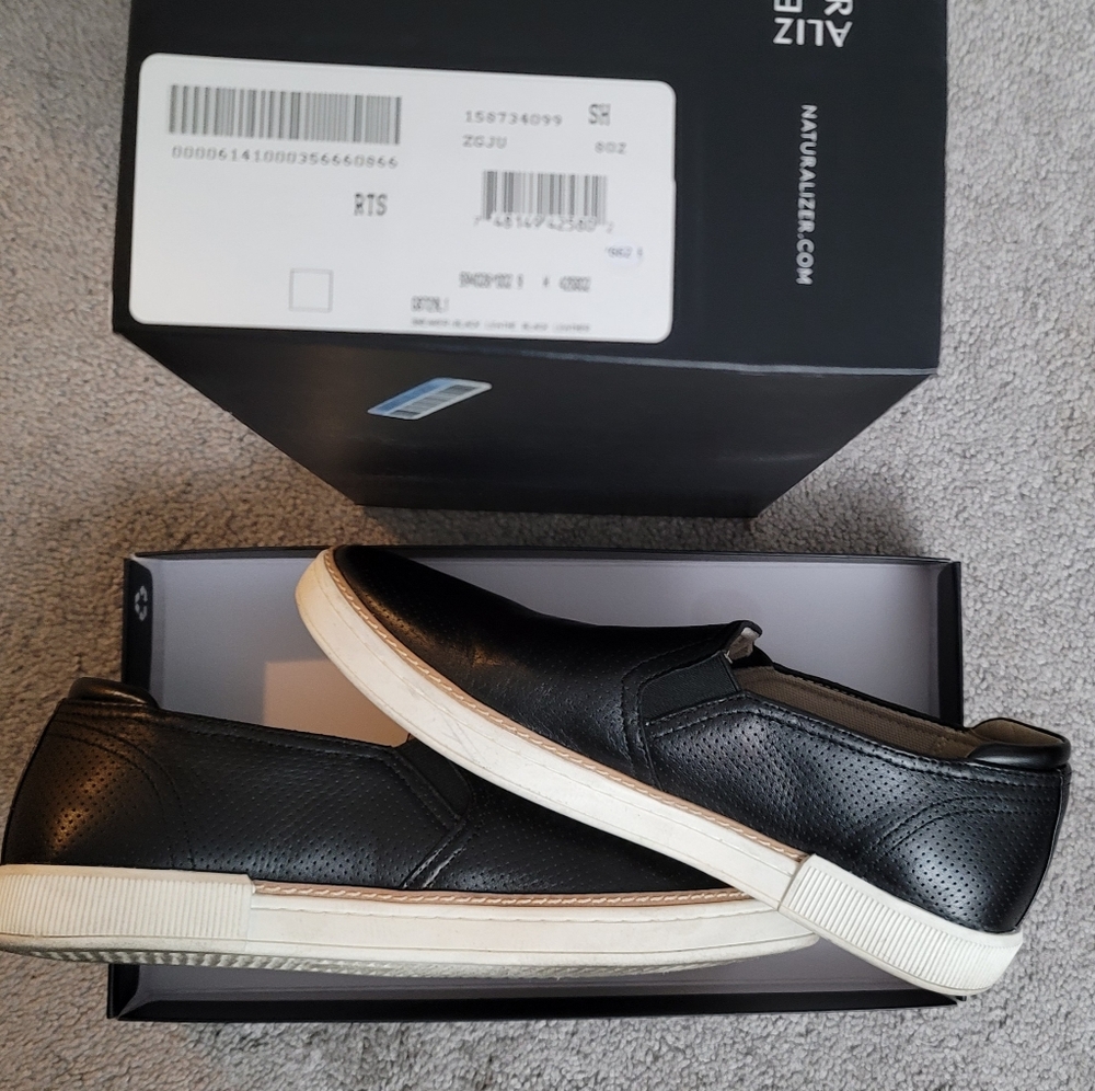 Naturalizer Black & White Perforated Slip-On Sneakers